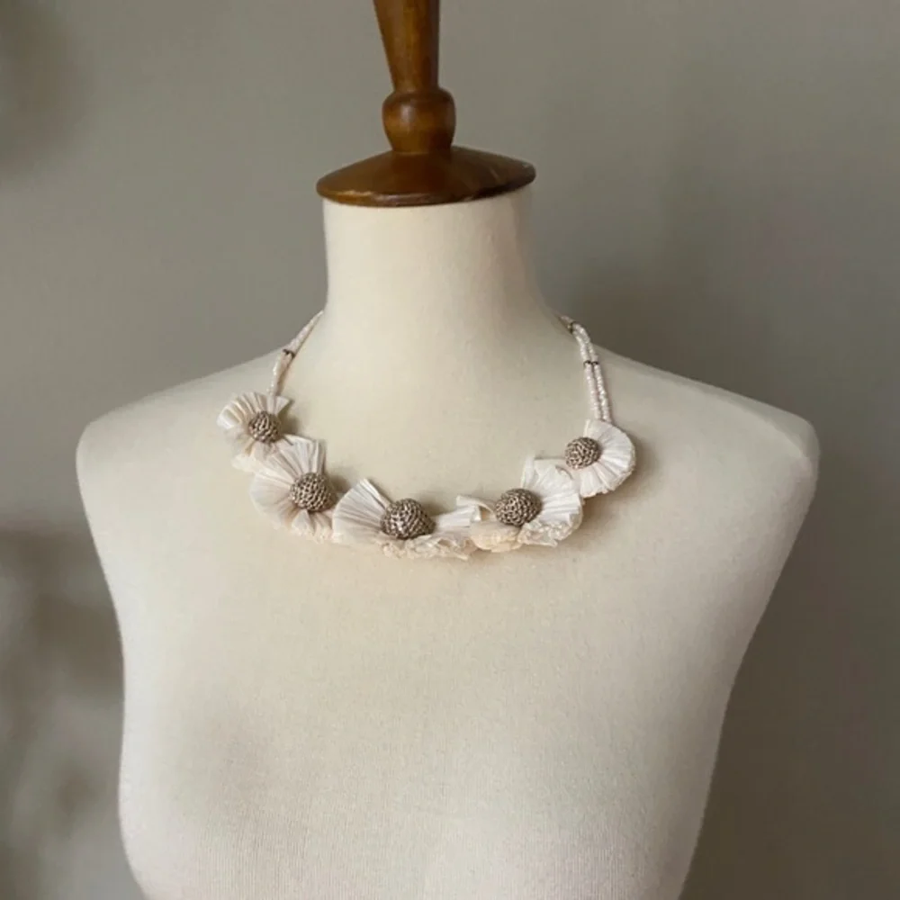 Anthropologie Rush  Raffia Bibb Necklace